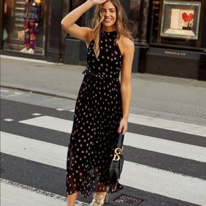 Black and blush polka dot dress.